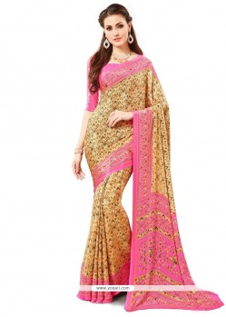 Prodigious Faux Crepe Multi Colour Printed Saree