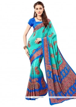 Picturesque Multi Colour Faux Crepe Printed Saree