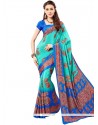 Picturesque Multi Colour Faux Crepe Printed Saree