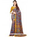 Innovative Faux Crepe Print Work Printed Saree