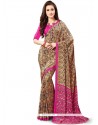 Customary Faux Crepe Print Work Printed Saree