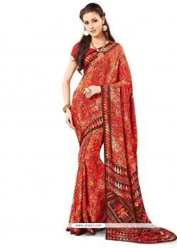 Angelic Faux Crepe Print Work Printed Saree