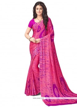 Absorbing Faux Crepe Printed Saree