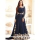 Enthralling Faux Georgette Navy Blue Zari Work Floor Length Anarkali Suit