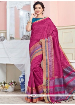 Grandiose Hot Pink Weaving Work Art Silk Traditional Designer Saree