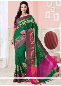 Remarkable Green Weaving Work Traditional Saree