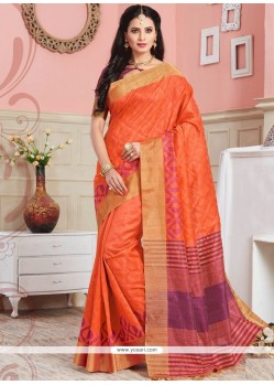 Magnetize Weaving Work Orange Art Silk Designer Traditional Saree