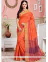 Magnetize Weaving Work Orange Art Silk Designer Traditional Saree