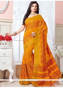 Chic Art Silk Mustard Weaving Work Traditional Designer Saree