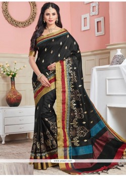Ravishing Black Art Silk Traditional Designer Saree