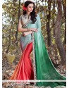 Exciting Embroidered Work Faux Chiffon Shaded Saree