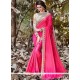 Embroidered Faux Crepe Classic Designer Saree In Hot Pink