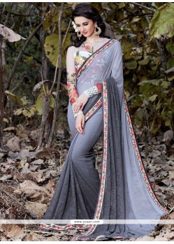 Compelling Faux Georgette Grey Shaded Saree