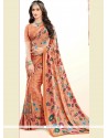 Latest Print Work Multi Colour Satin Printed Saree