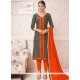 Majestic Grey And Orange Churidar Suit