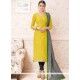 Divine Yellow Lace Work Chanderi Churidar Suit