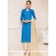 Blooming Lace Work Blue Churidar Suit