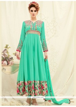 Graceful Embroidered Work Faux Georgette Anarkali Suit