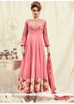 Marvelous Faux Georgette Pink Anarkali Suit