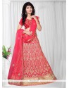 Lace Net A Line Lehenga Choli In Rose Pink