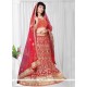 Suave Red Lace Work Net A Line Lehenga Choli