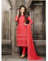 Red Chiffon Punjabi Suit