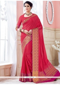 Spellbinding Crepe Silk Rose Pink Traditional Designer Saree