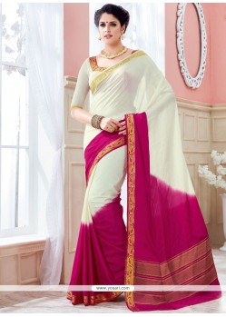 Orphic Magenta And White Traditional Saree