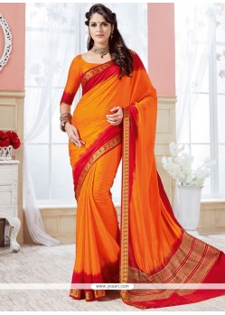 Picturesque Orange Woven Work Crepe Silk Traditional Designer Saree