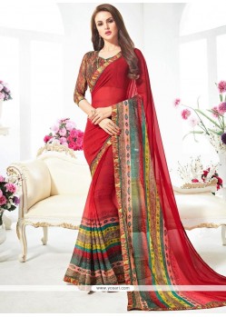 Noble Multi Colour Print Work Weight Less Printed Saree