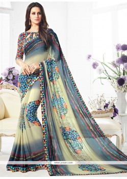 Gripping Multi Colour Print Work Weight Less Printed Saree