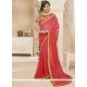 Jazzy Hot Pink And Orange Embroidered Work Shaded Saree