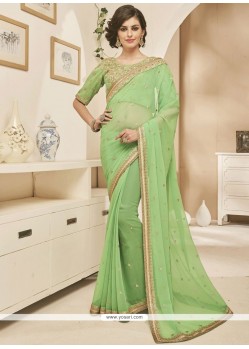 Gilded Green Embroidered Work Classic Saree