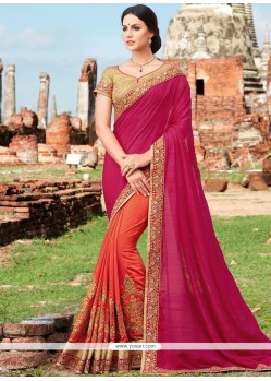 Modish Patch Border Work Designer Half N Half Saree