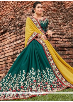 Wonderous Faux Chiffon Patch Border Work Half N Half Trendy Saree