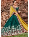 Wonderous Faux Chiffon Patch Border Work Half N Half Trendy Saree