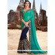 Impeccable Faux Crepe Patch Border Work Designer Half N Half Saree