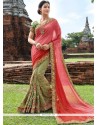 Amusing Green And Pink Designer Half N Half Saree