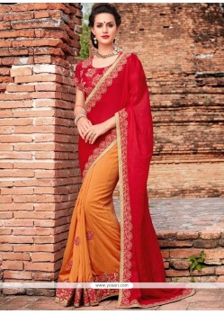 Bedazzling Crepe Silk Half N Half Trendy Saree