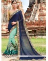 Wonderous Resham Work Crepe Silk Half N Half Saree