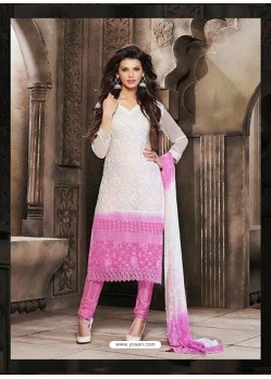 Pink And White Chiffon Punjabi Suit