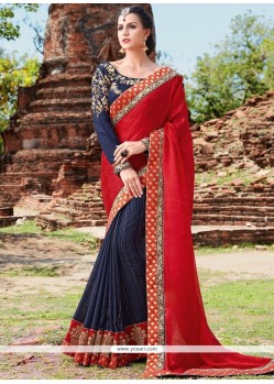 Miraculous Embroidered Work Half N Half Trendy Saree