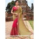 Deserving Beige And Rose Pink Half N Half Saree