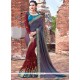 Precious Patch Border Work Blue And Maroon Designer Half N Half Saree