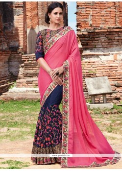 Opulent Embroidered Work Half N Half Designer Saree