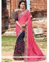 Opulent Embroidered Work Half N Half Designer Saree