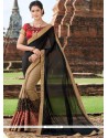 Dilettante Crepe Silk Patch Border Work Designer Half N Half Saree