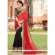 Spellbinding Black And Red Faux Chiffon Half N Half Saree