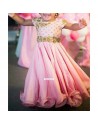 Custom Made Pink Handwork Gown For Small Girl