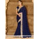 Patch Border Faux Georgette Designer Saree In Navy Blue